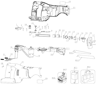 Page A Diagram and Parts List for BDRS1800 Type 1 Black and Decker Reciprocating Saw